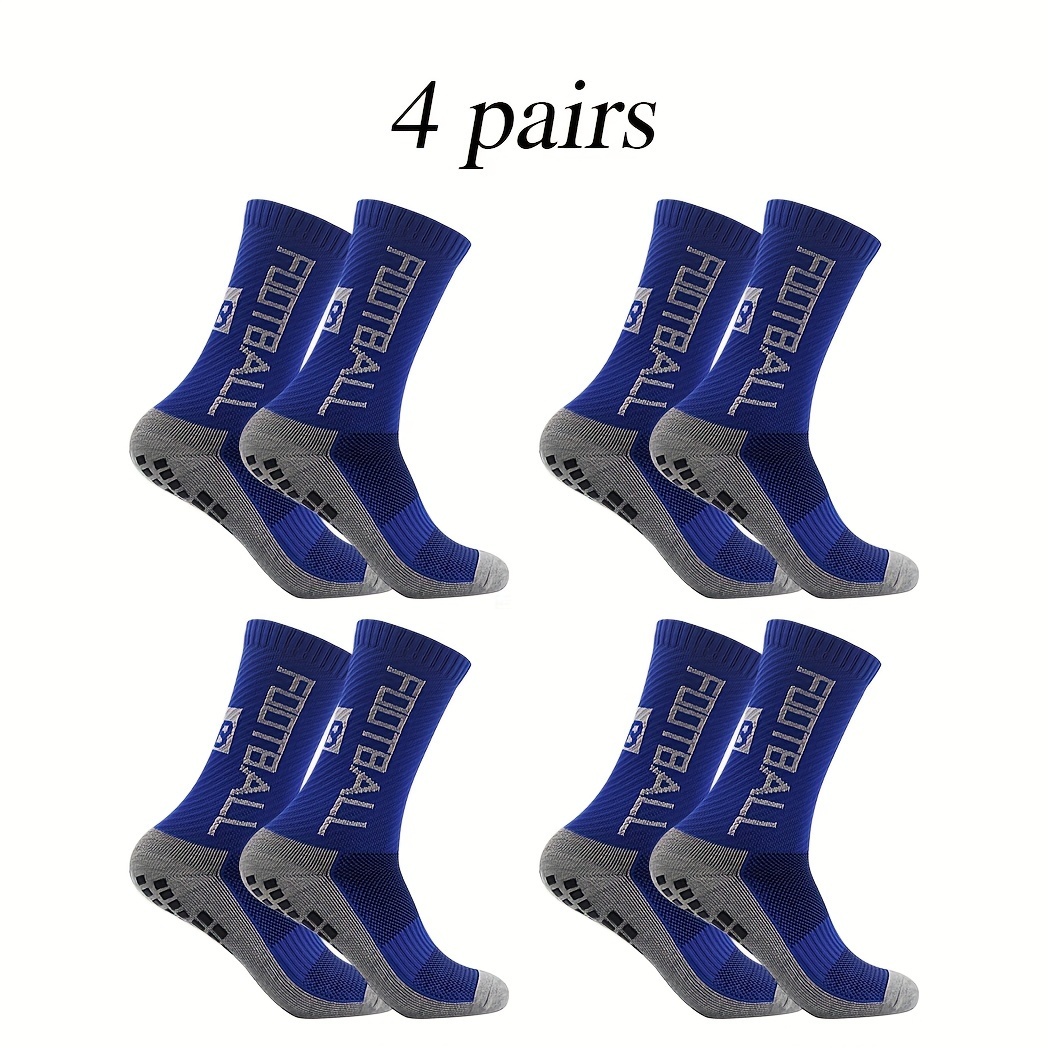 4 Pairs Non Slip Soccer Socks Breathable Crew Socks