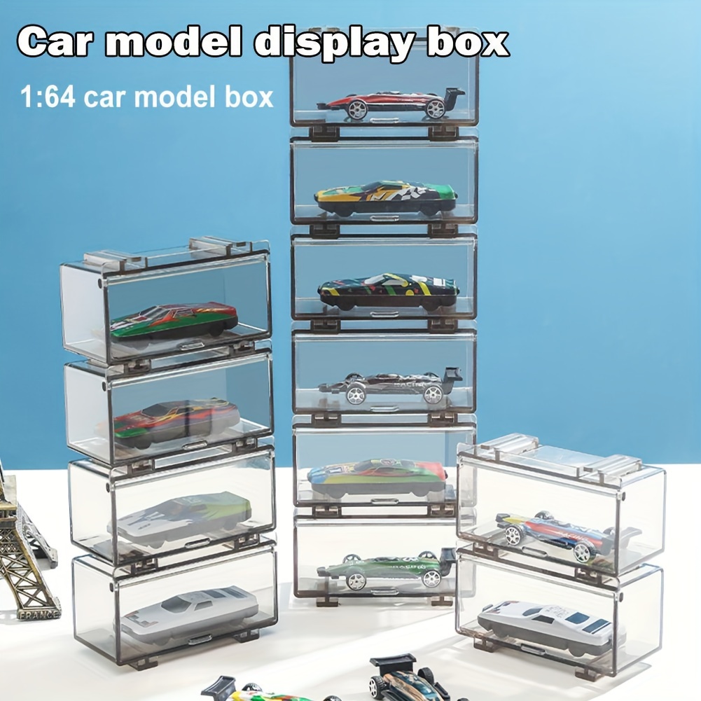 Hot Wheels Display Case,4 Piece 32 Slots Toy Car Clear Display Case,1/64 Matchbox Car Storage Box,Hot Wheels Storage Case with Dust Cover