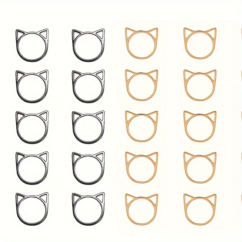 Golden Cartoon Cat Head Metal Ring Stitch Markers Metal - Temu