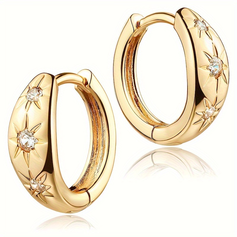 

18k Golden-plated Vintage Sun Totem Hoop Earrings With Cubic Zirconia – Elegant Retro Design For Women, & Parties, Jewelry | Motif Jewelry | Luxurious Appearance