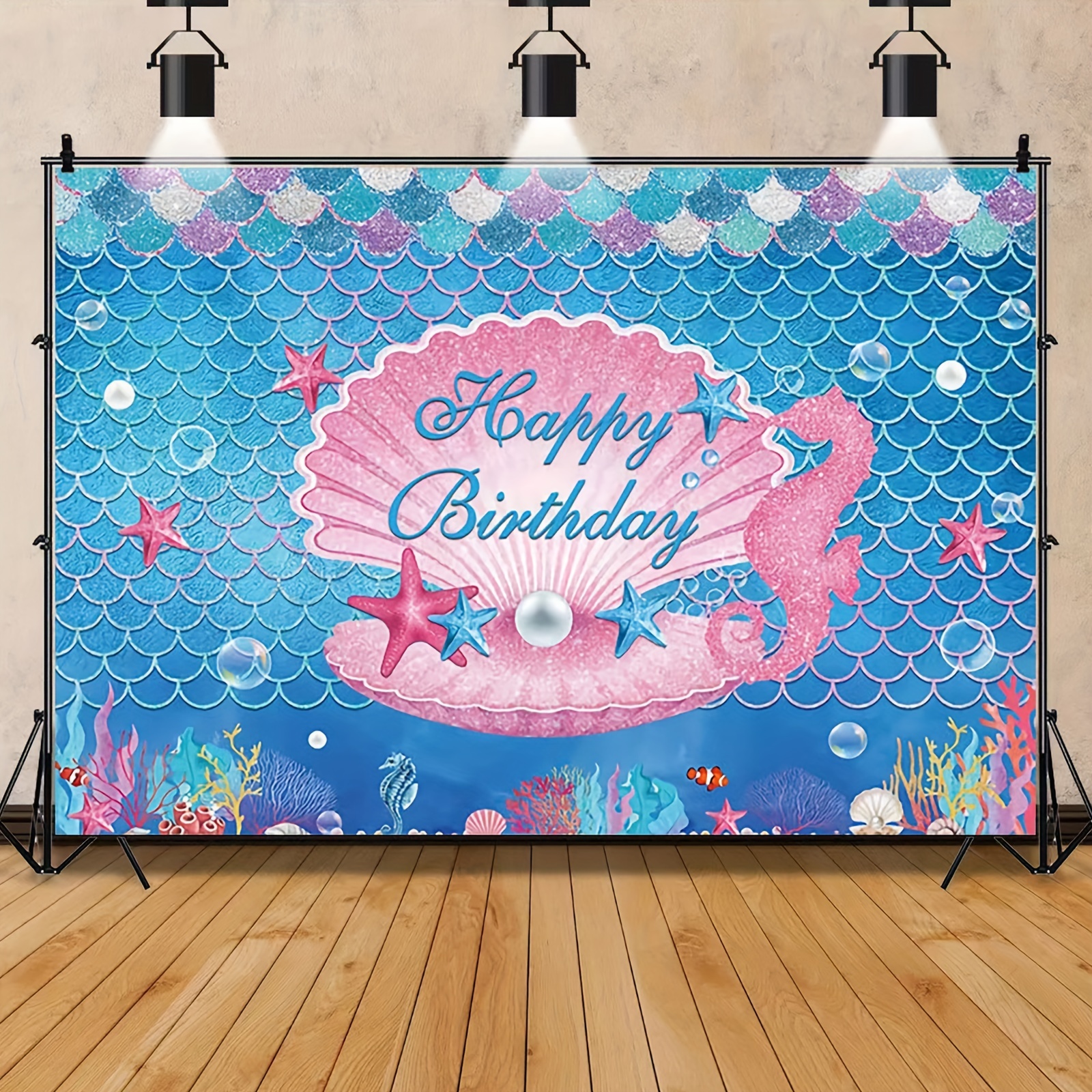 Little Mermaid Backdrop Girls Birthday Decoration Ariel Princess