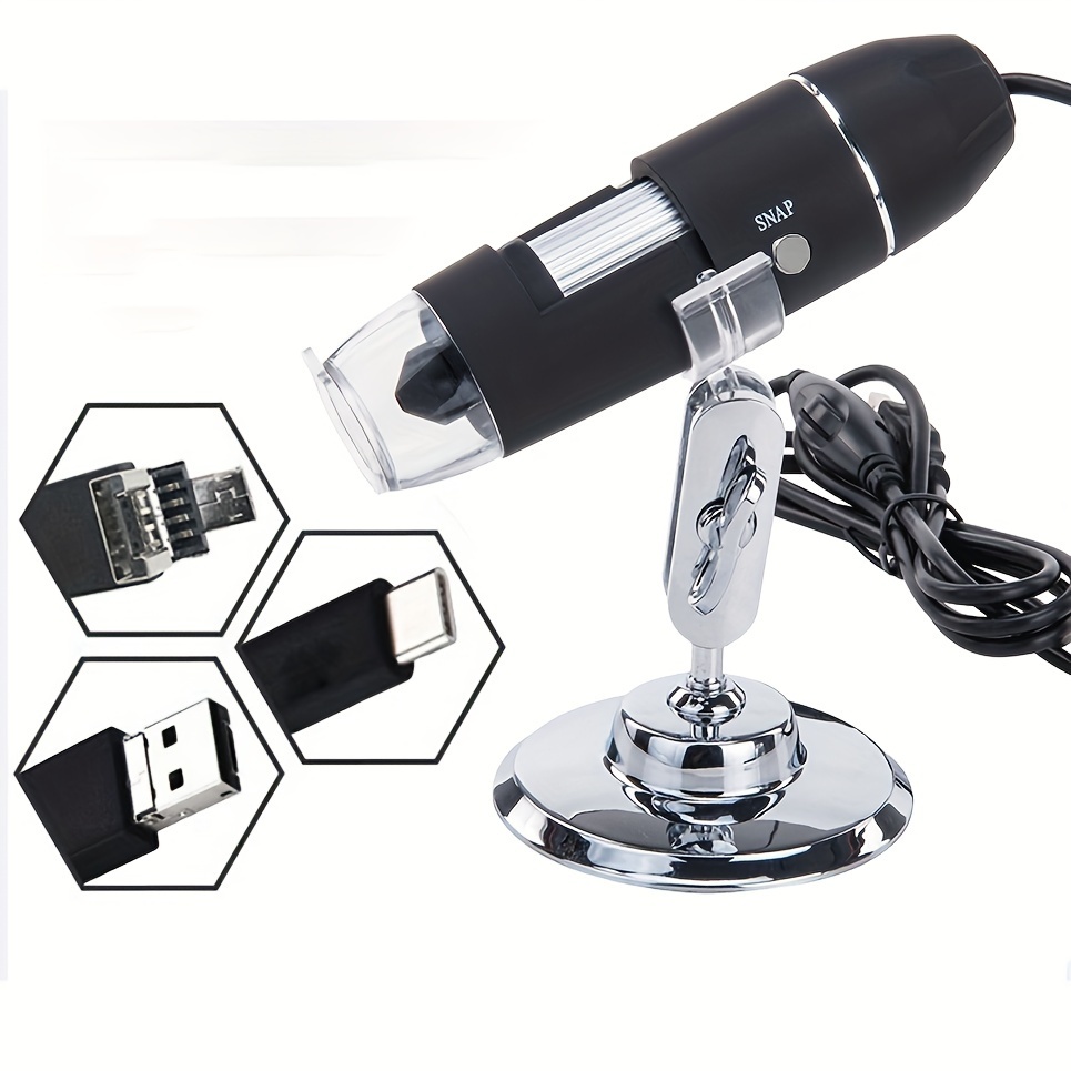1600x 3 en 1 USB Microscope numérique réglable Type-c Caméra de