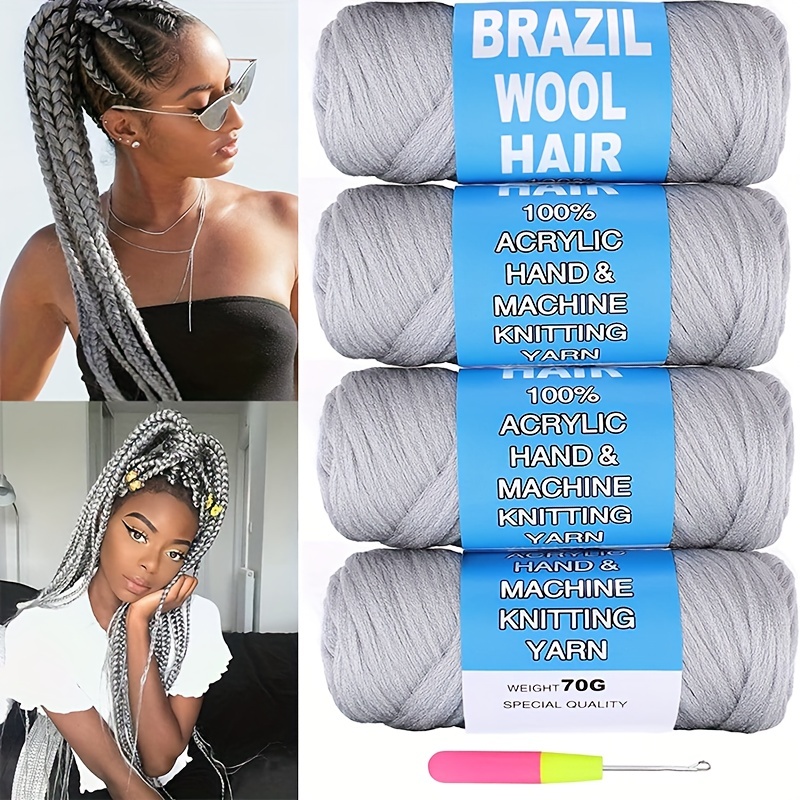 COOKOO 8 Roll Brazilian Wool Yarn Hair for Senegalese Twisting Jumbo Braid  Box Braids Faux Locs Knitting Hair Braids Twist Wraps Synthetic Hair