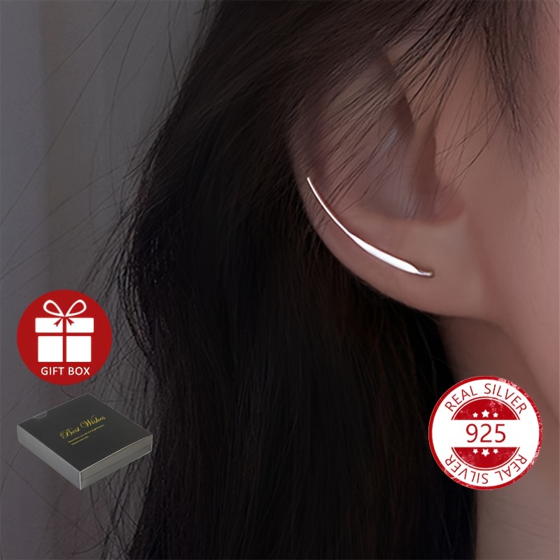 

Sterling 925 Silver Hypoallergenic Ear Jewelry With Free Gift Box Simple Clip On Earrings Dangle Earrings Elegant Style Female Gift