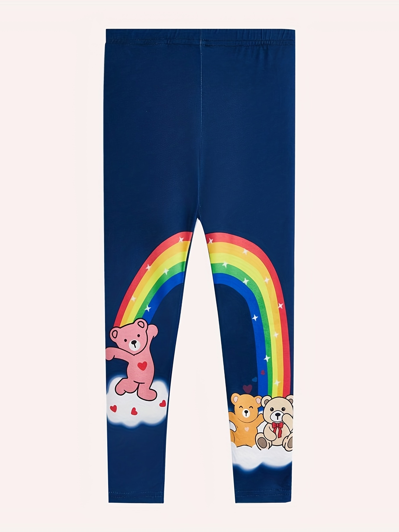 Girls Rainbow Strip Elastic Waist Leggings Pants Kids - Temu