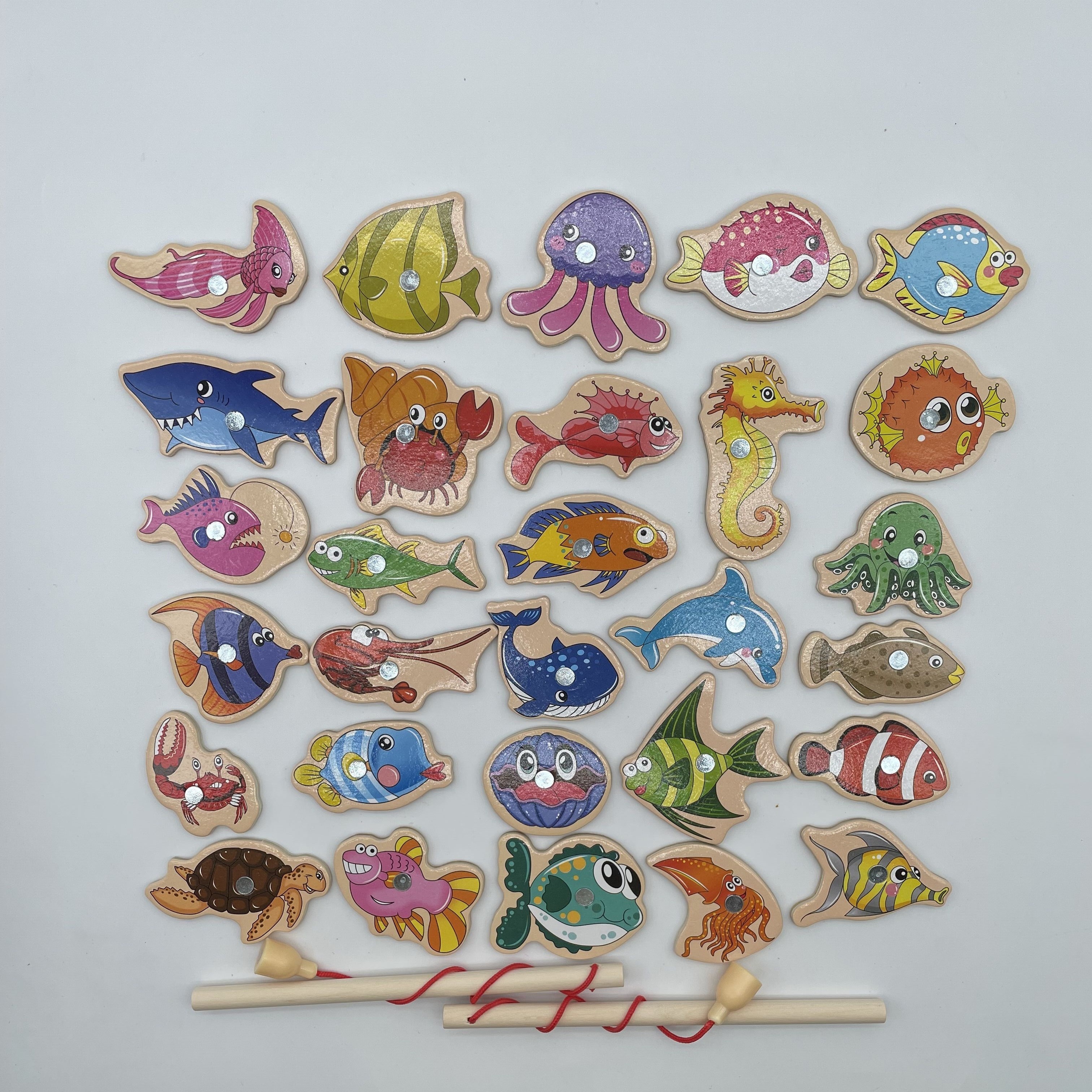 Wooden Magnetic Fishing Toys Baby Cartoon Marine Life - Temu