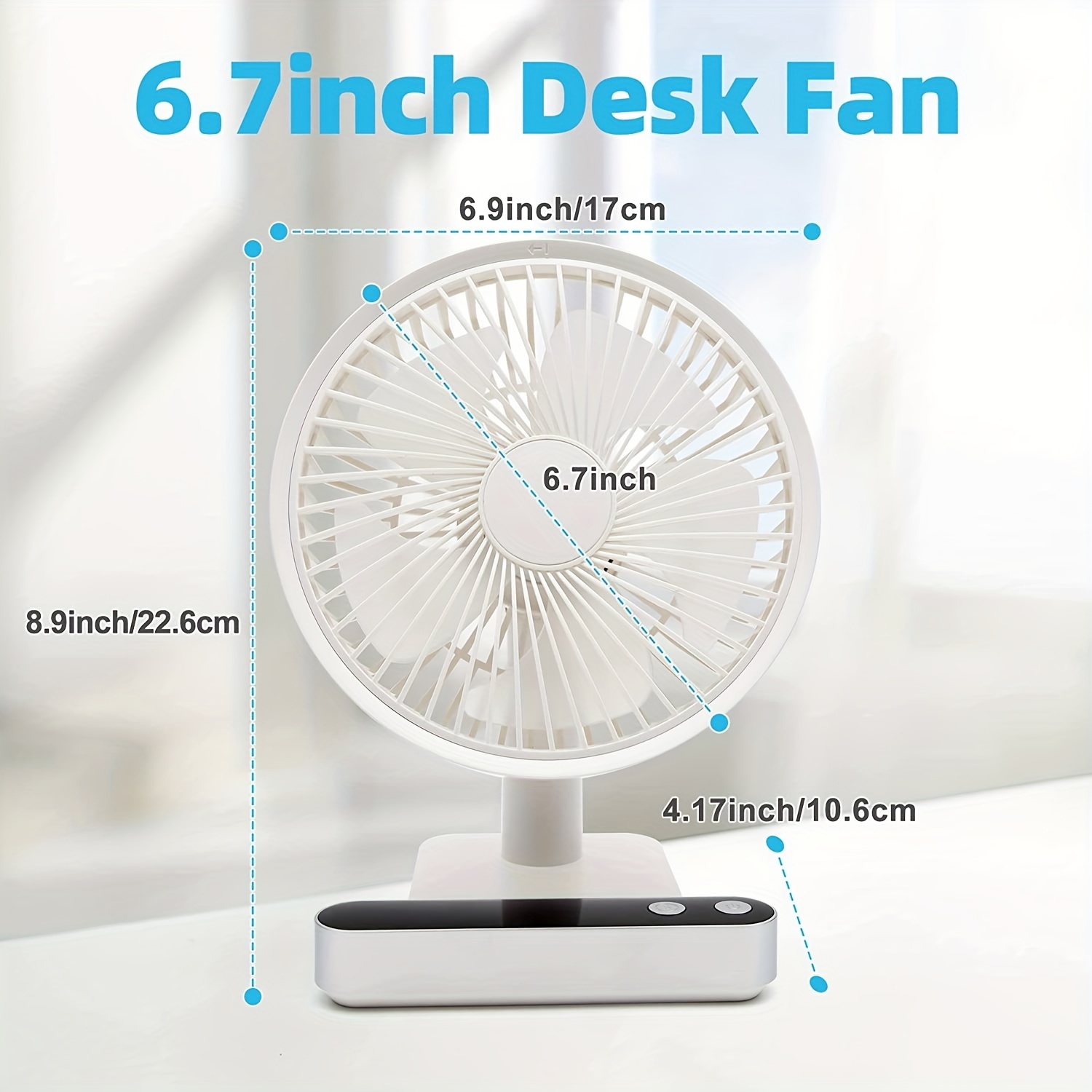 Desk Table Fan Office Small 12 In Portable Personal Compact Oscillating  3-Speed