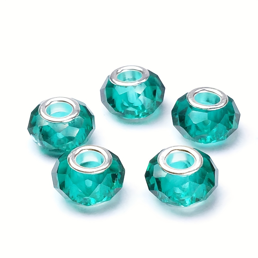 Mixed Color Large Hole Glass Beads Mixed Color Silvery - Temu