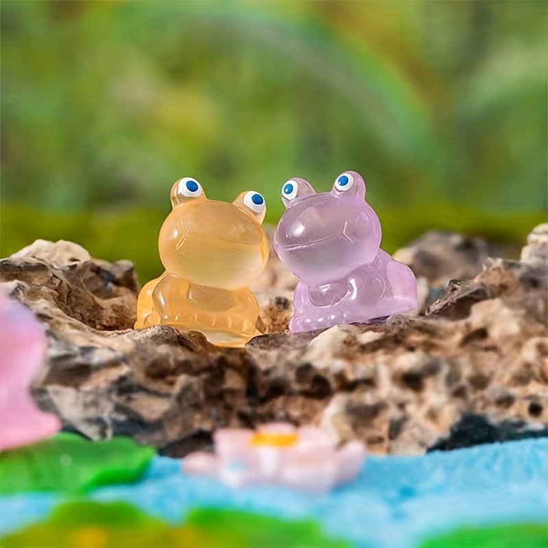 6pcs, Colorful Night Glow Small Frogs For Micro Landscape Decoration,  Creative Moss Resin Crafts, Small Tabletop Animal Decorations, Home Decor