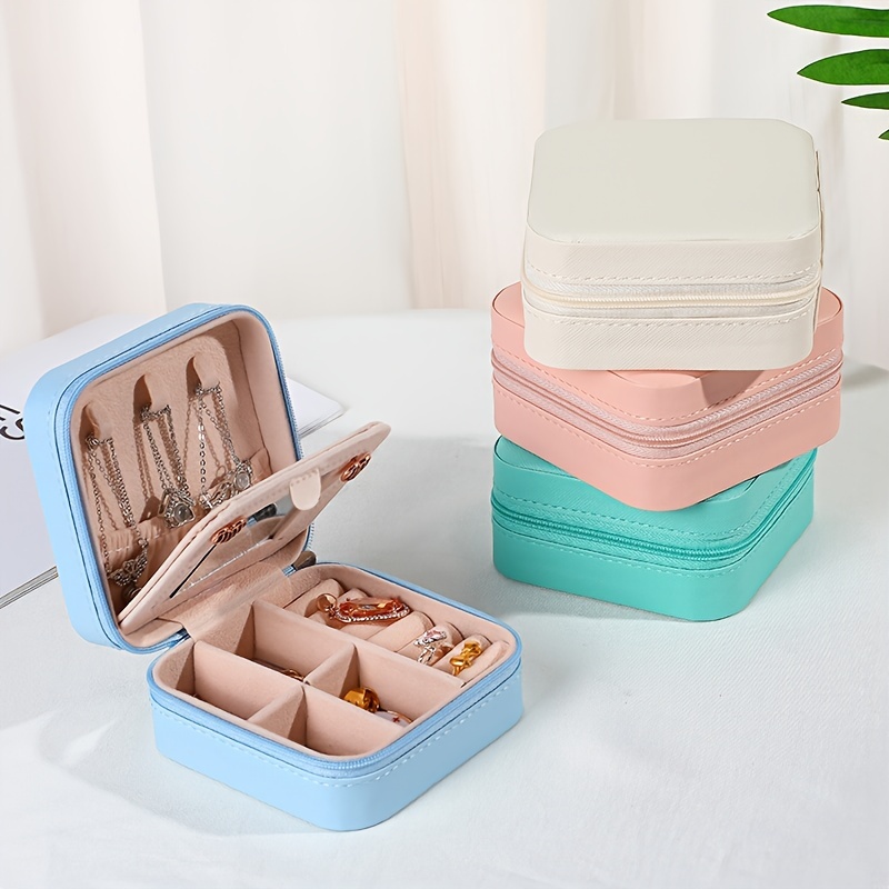 Mini Jewelry Box Portable Jewelry Storage Box Pu Leather - Temu