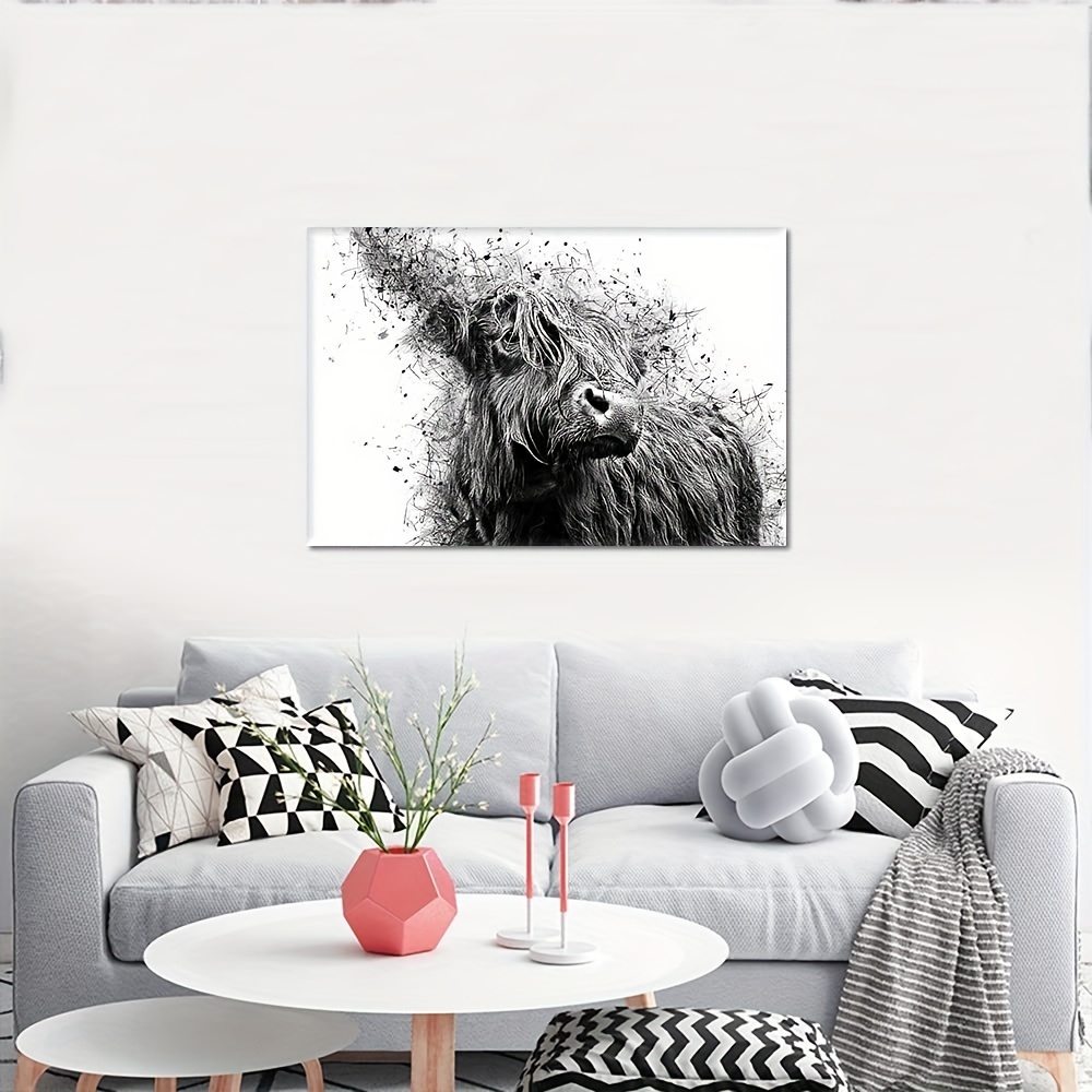 Painted Black & White Cow Print Wallpaper