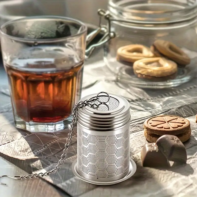 Colador de té de acero inoxidable, Infusor de té de malla extra fina para  té de hojas sueltas y con tapa roscada delgada actualizada para té negro, ro