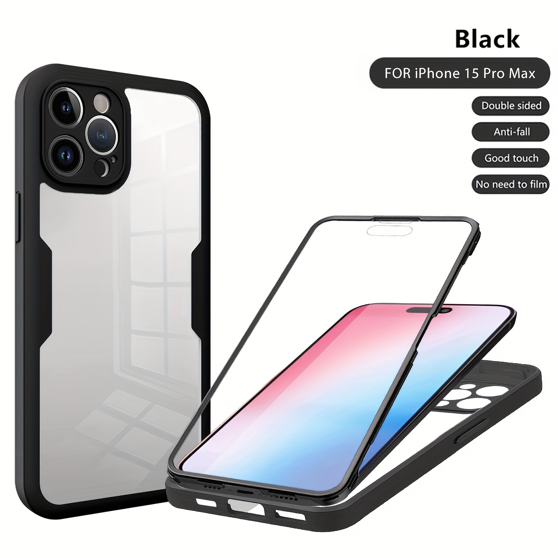 360 Full Cover Protection Case For Iphone 15 Pro Max 15 Pro - Temu