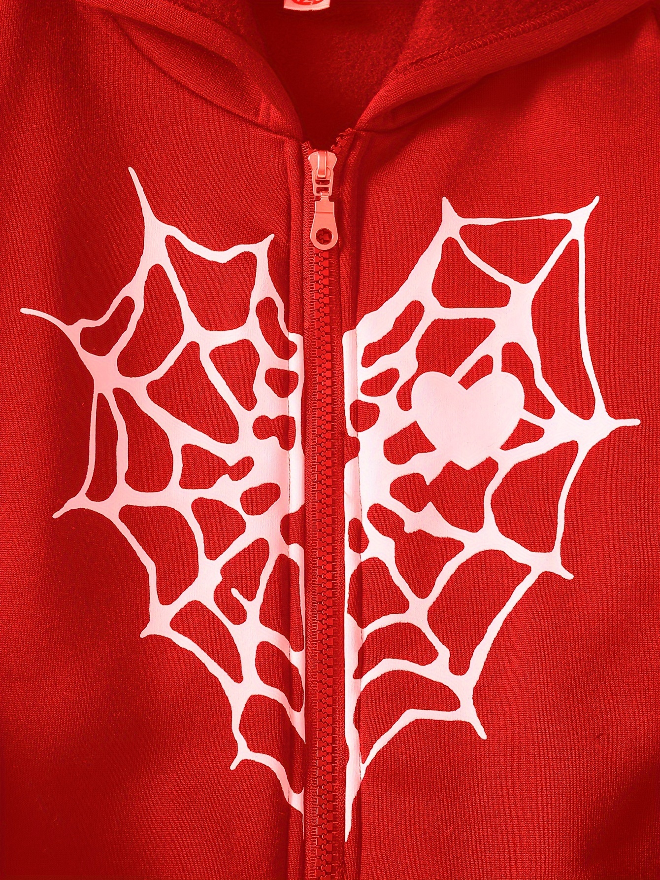 Teen Girls Spider Web Heart Print Long Sleeve Zip Hoodies - Temu