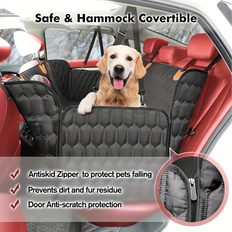 4 - in-1 Dog Car Seat Cover, Scratchproof Pet Car Seat Cover with Mesh  Window/2 Seat Belts, OKMEE Convertible Dog Hammock Nonslip Dog Back Seat  Protector for Cars Trucks SUV 
