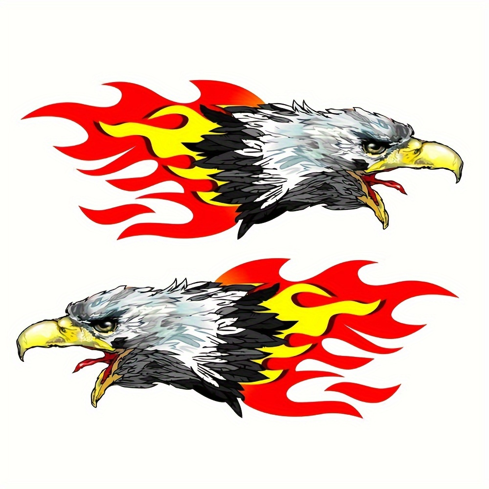 Image of 1 Pair Flame Eagle Decals, Polyethylene Terephthalate Stickers For Helmets, Toolboxes, Cars, Trucks, Motorcycles, And Smooth Surfaces