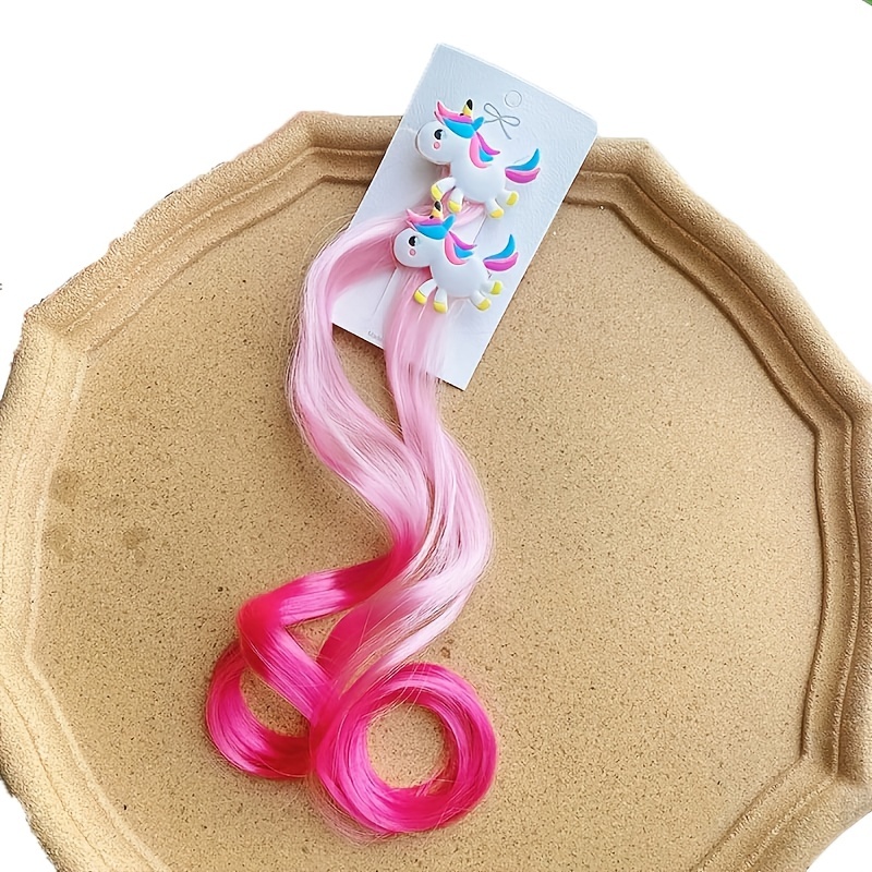 3pcs wig hairpin hair extensions for kids colorful hair extensions color  hair extensions wig clip hair clips for girls pink hair extensions clip in