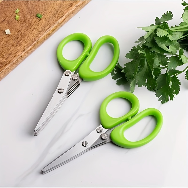 Multi-functional Stainless Steel 3/5 Layer Kitchen Scissors Pepper Shredded  Chopped Scallion Cutter Laver Cut Cooking Tool