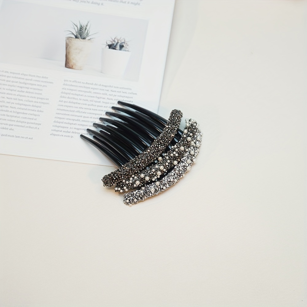 3pcs Women's Pearls & Rhinestone Hair Comb Clips