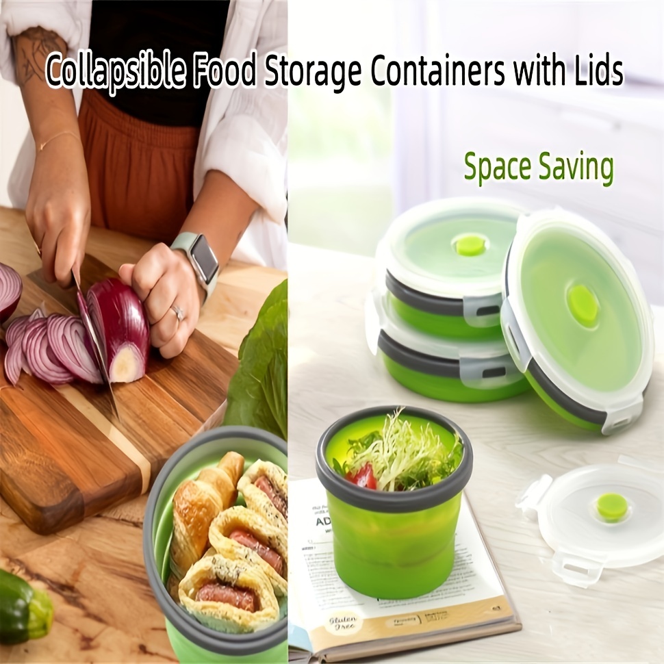 Reusable Collapsible Bowls With Lids - Silicone Meal Prep