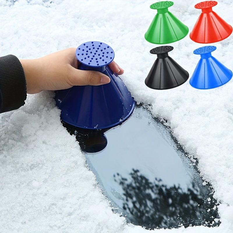 1/2pcs, Magical Ice Scrapers For Car Windshield Round Cone-Shaped Funnel  Snow Remover Vehicles Automotive Window Winter Accessories Black
