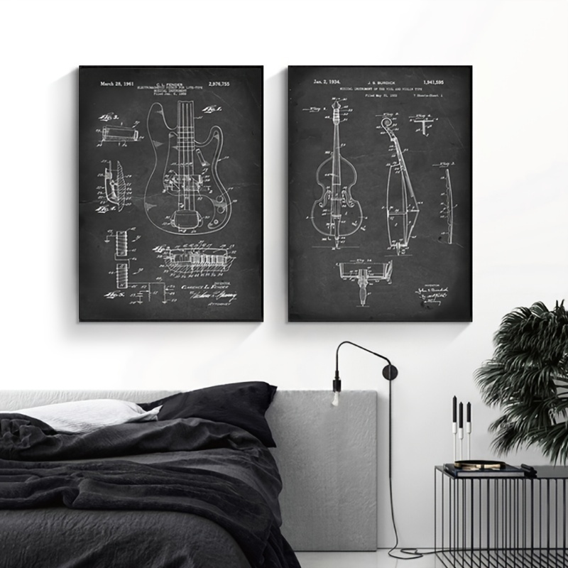 3pcs/set Vinile Music Design Stampa Tela Poster Decorazione - Temu