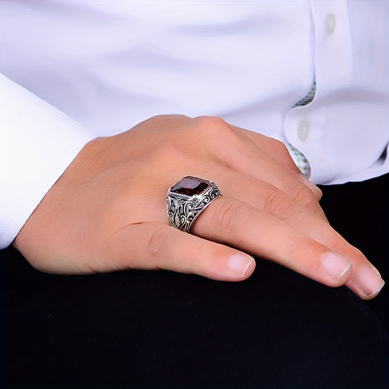 Men's Retro Style Artificial Ruby Diamond Ring