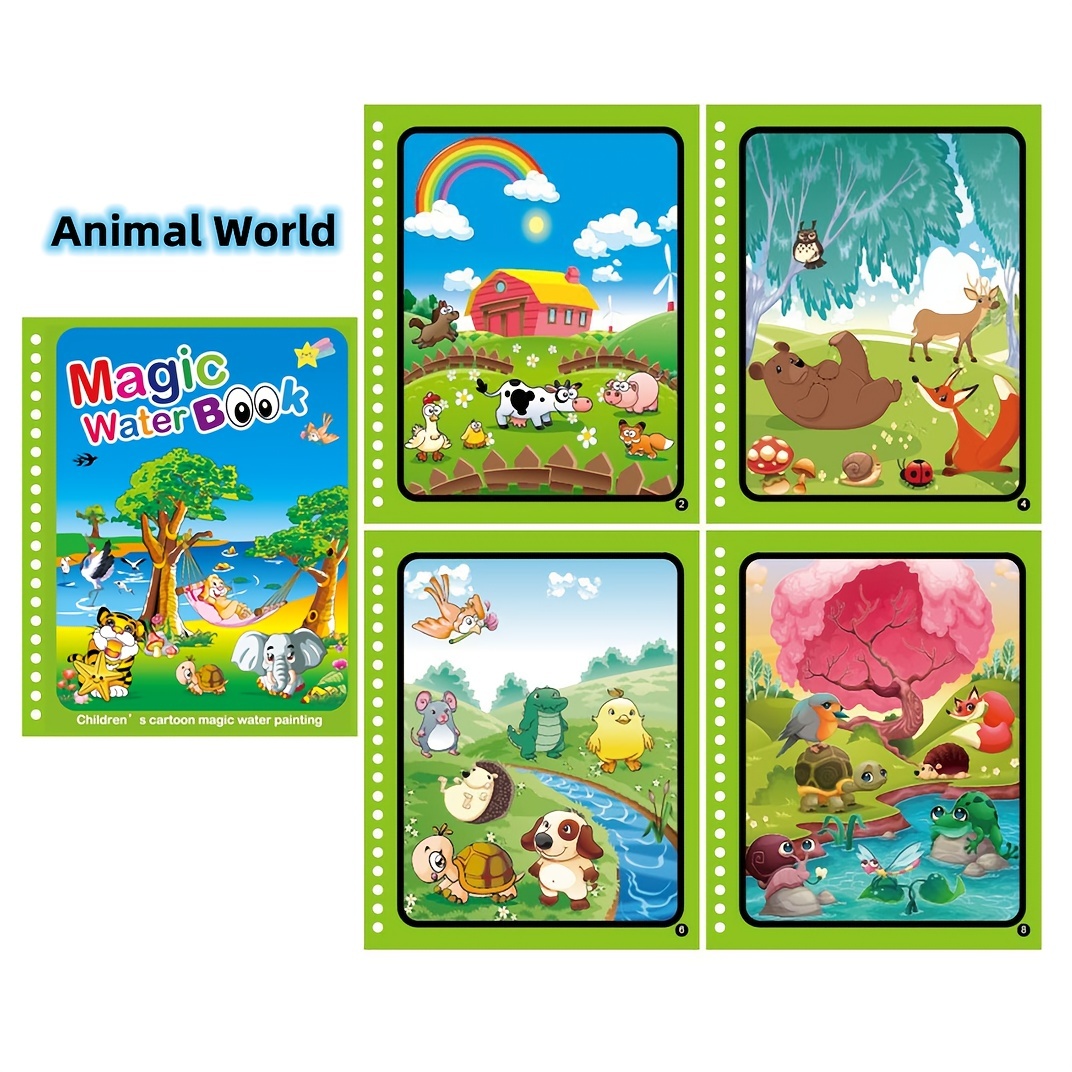 Reusable Watercolor Painting Book For Kids Animals Cartoons - Temu