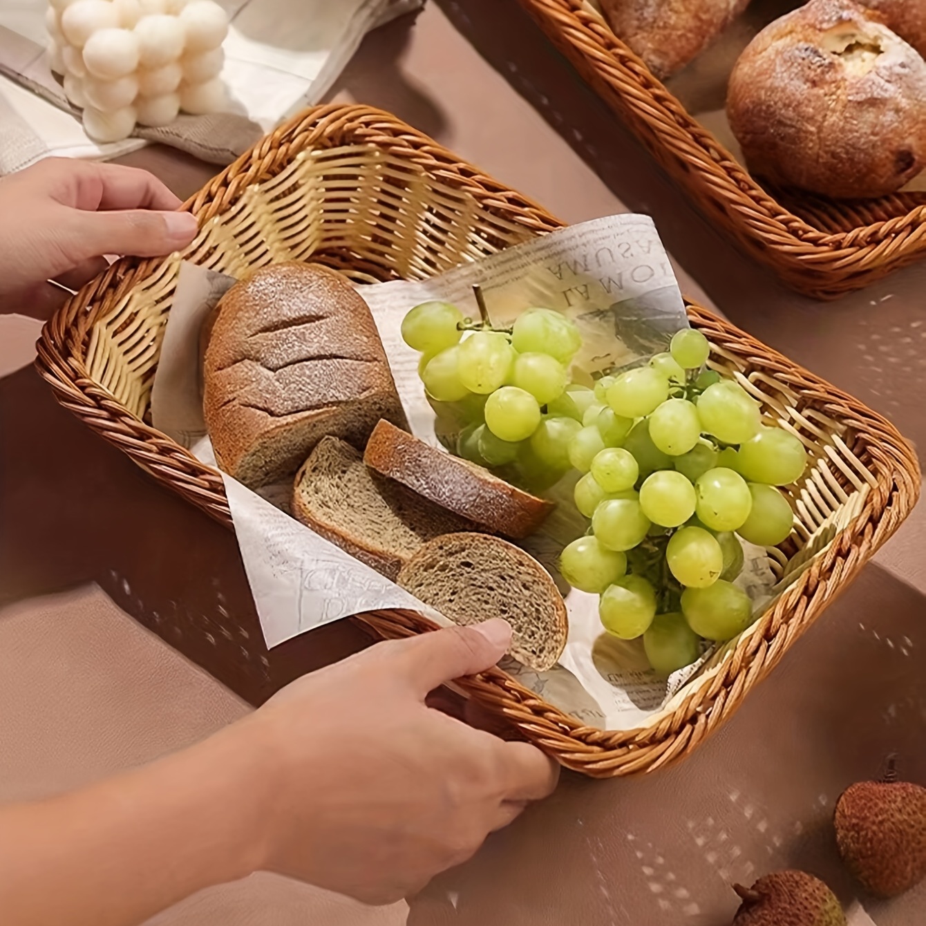 1pc/3pcs Cesta Frutas Ratán Cesta Pan Boca Profunda Circular - Temu