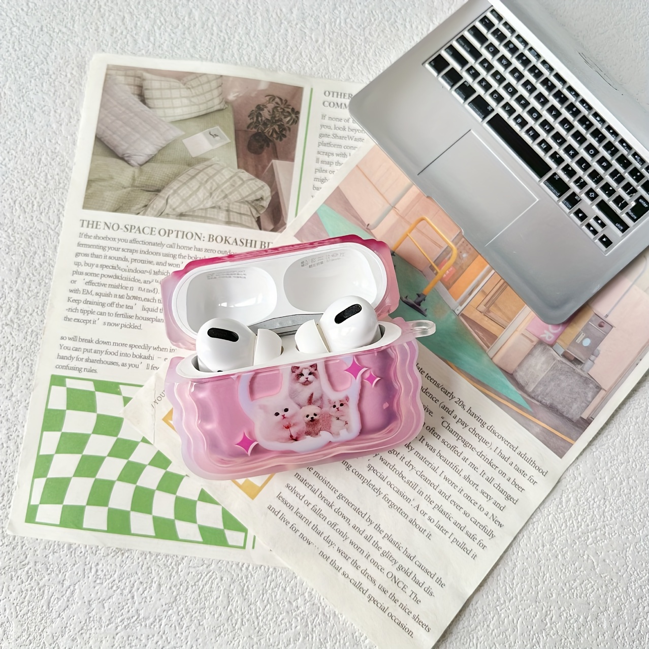 Cute Cat Earphone Case With English Background, Suitable For 1/2/pro/pro2/3 Earphone  Case - Temu