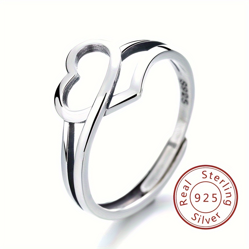 925 Sterling Silver Ring Embracing Design Adjustable Cuff Ring