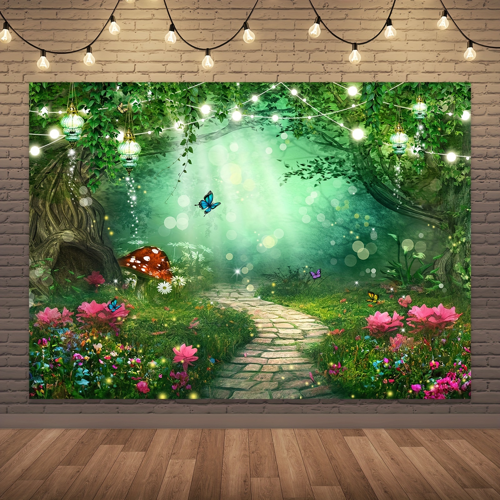 1pc 100d Polyester spring Fantasy Magic Forest Background - Temu