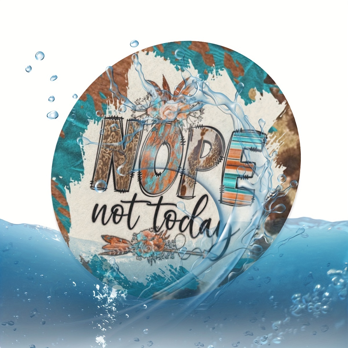 Boho Nope Not Today Pattern Absorbent Car Cup Holder Coaster