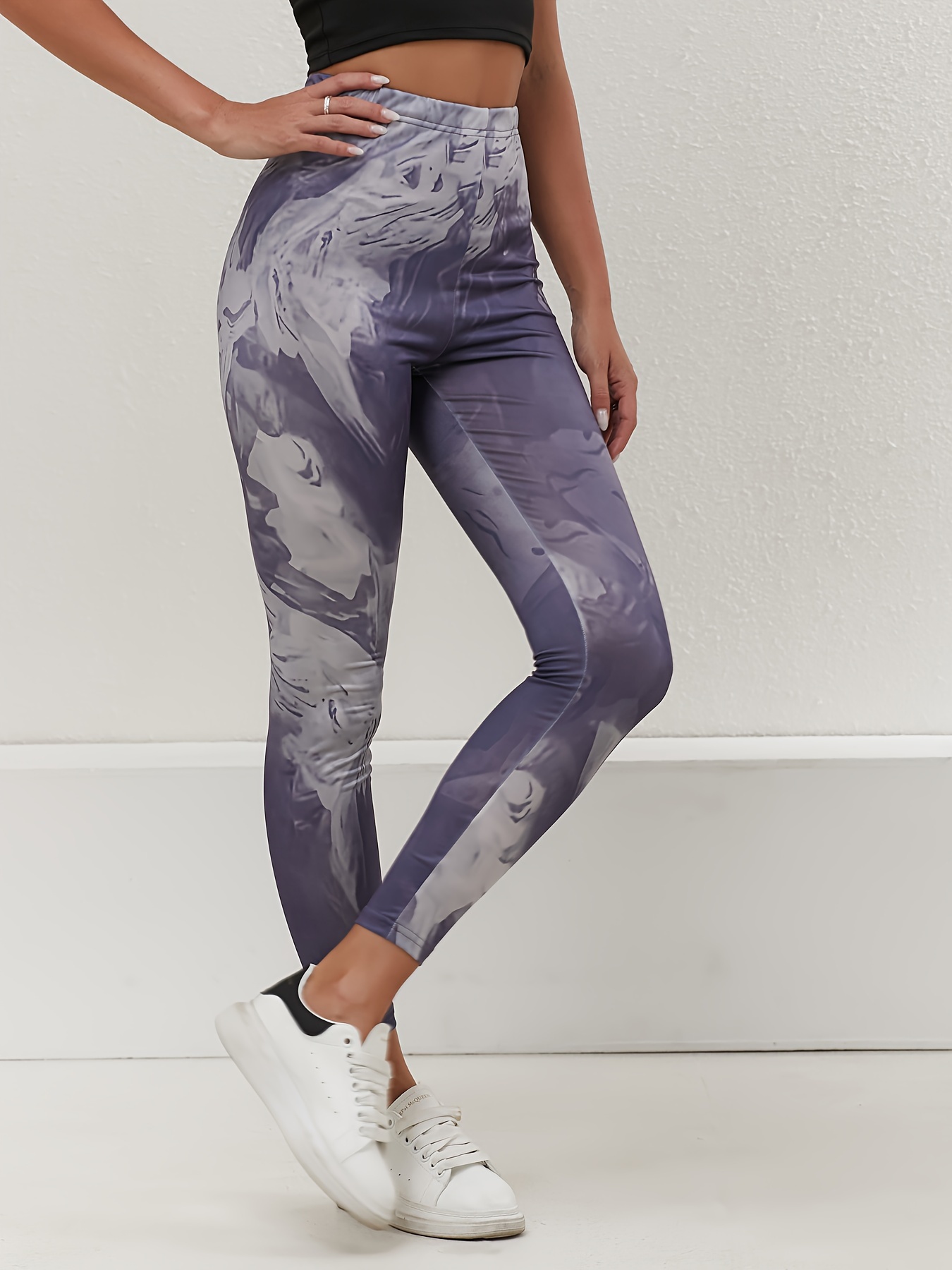 Tie Dye Textured Skinny Leggings Casual High Waist Every Day - Temu