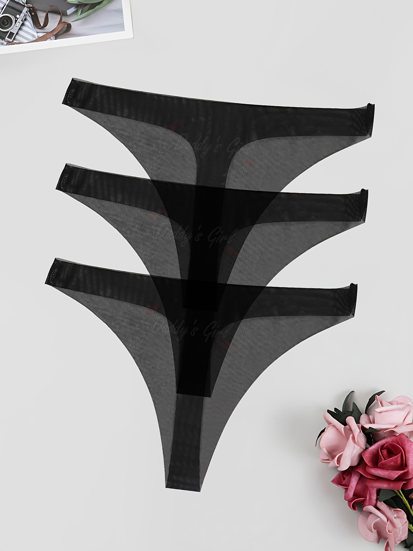 Hot Wife Letter Spicy Chili Print Semi Sheer Mesh Thongs V - Temu