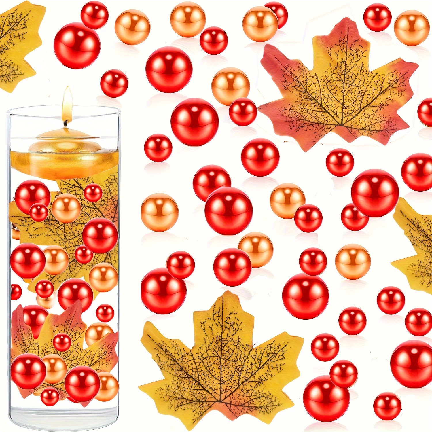 yueton 48 decorazioni autunnali acriliche a forma di zucca in acrilico, perline di zucca in plastica senza fori per il Ringraziamento, Halloween, feste a tema autunnale, festival del raccolto