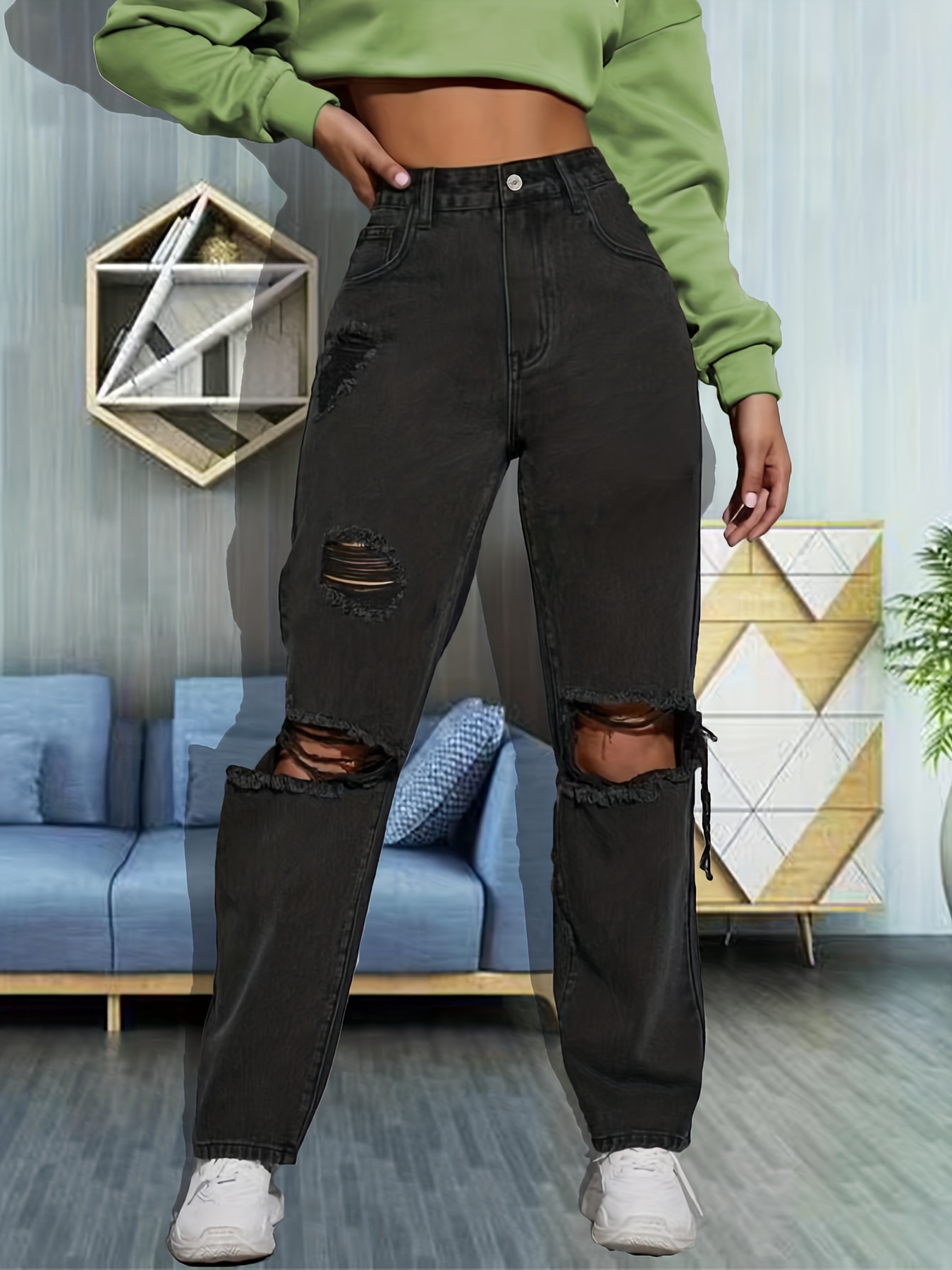 Jeans Ajustados Oscuro Tiro Alto Pantalones Mezclilla - Temu