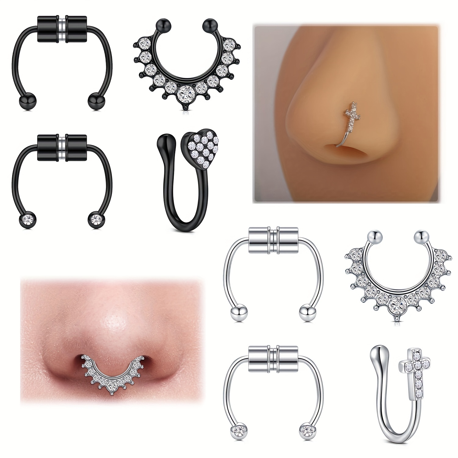SERIES B - Adjustable Fake Nose Ring (No Piercing Required), Clip