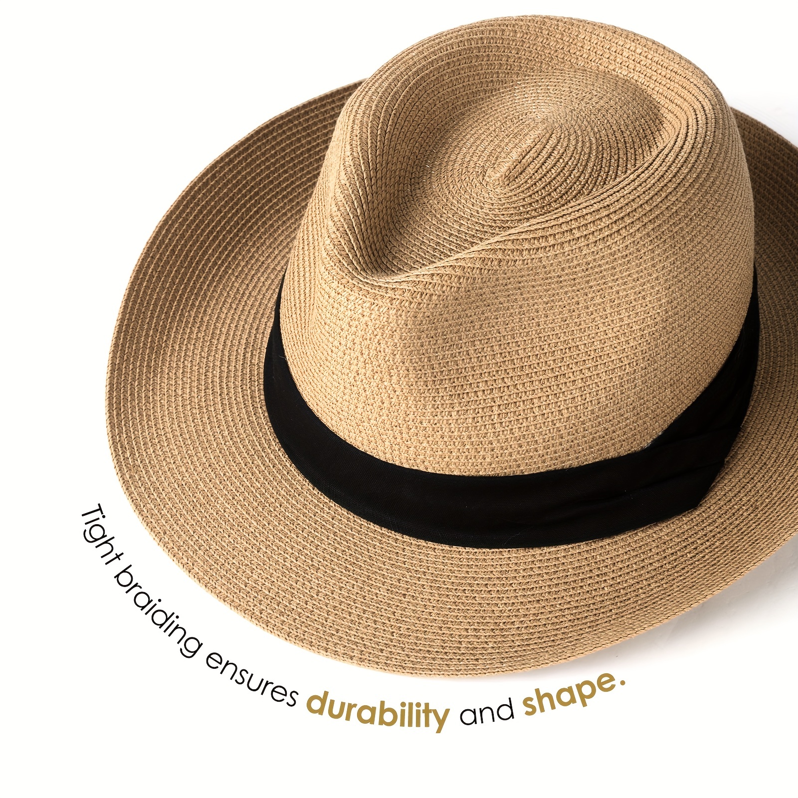 Color Profit Kids Sun Hats for Men Wide Brim Panama Hat Beach Hat Straw Hats for Men Sun Protection Foldable Men Fedora Hats, adult Unisex, Size: One