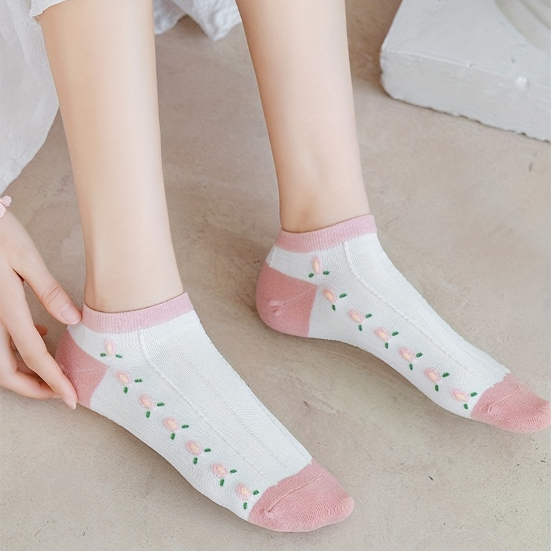 Floral Embroidery Toeless Socks Romantic Cut Strappy Socks - Temu