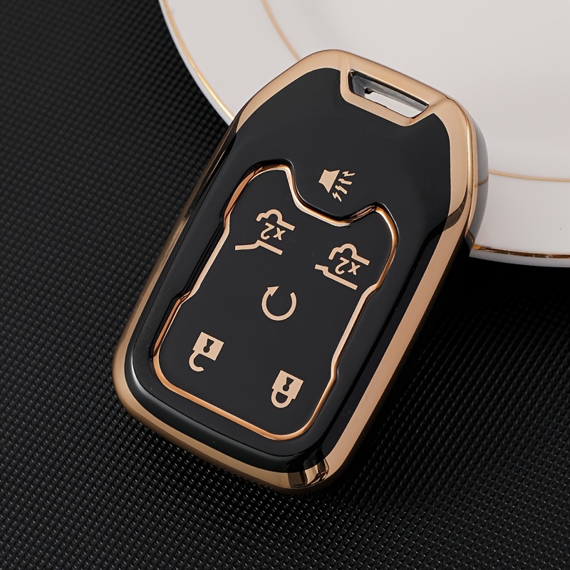 Key Fob Cover Compatible with Chevy Chevrolet Suburban Tahoe GMC Terrain  Yukon Yukon XL Smart 6 Buttons TPU Remote Keyless Key Fob Case Protection