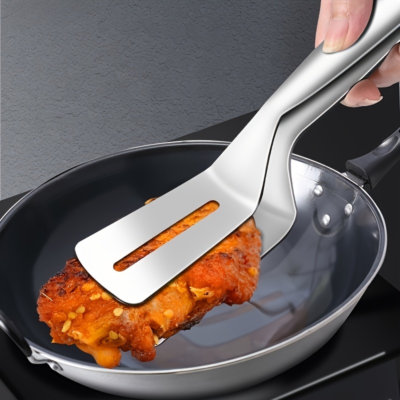 Red 2-in-1 Cooking Tongs Silicone Meat Turner Spatula Tongs Fish Tongs  Kitchen Serving Tongs Barbecue Clamp Clip