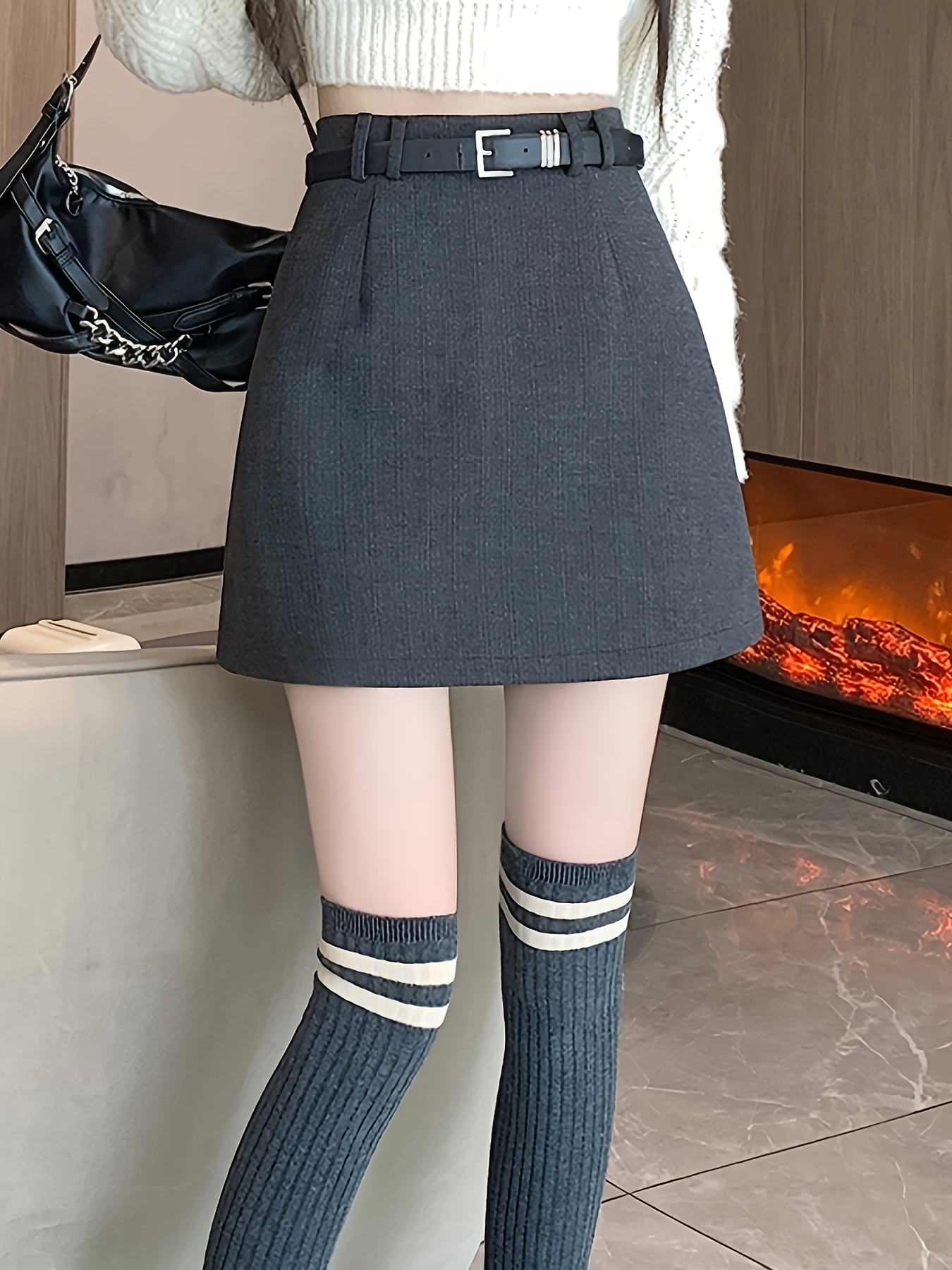 Solid Skirts Casual High Waist Simple Versatile Midi - Temu