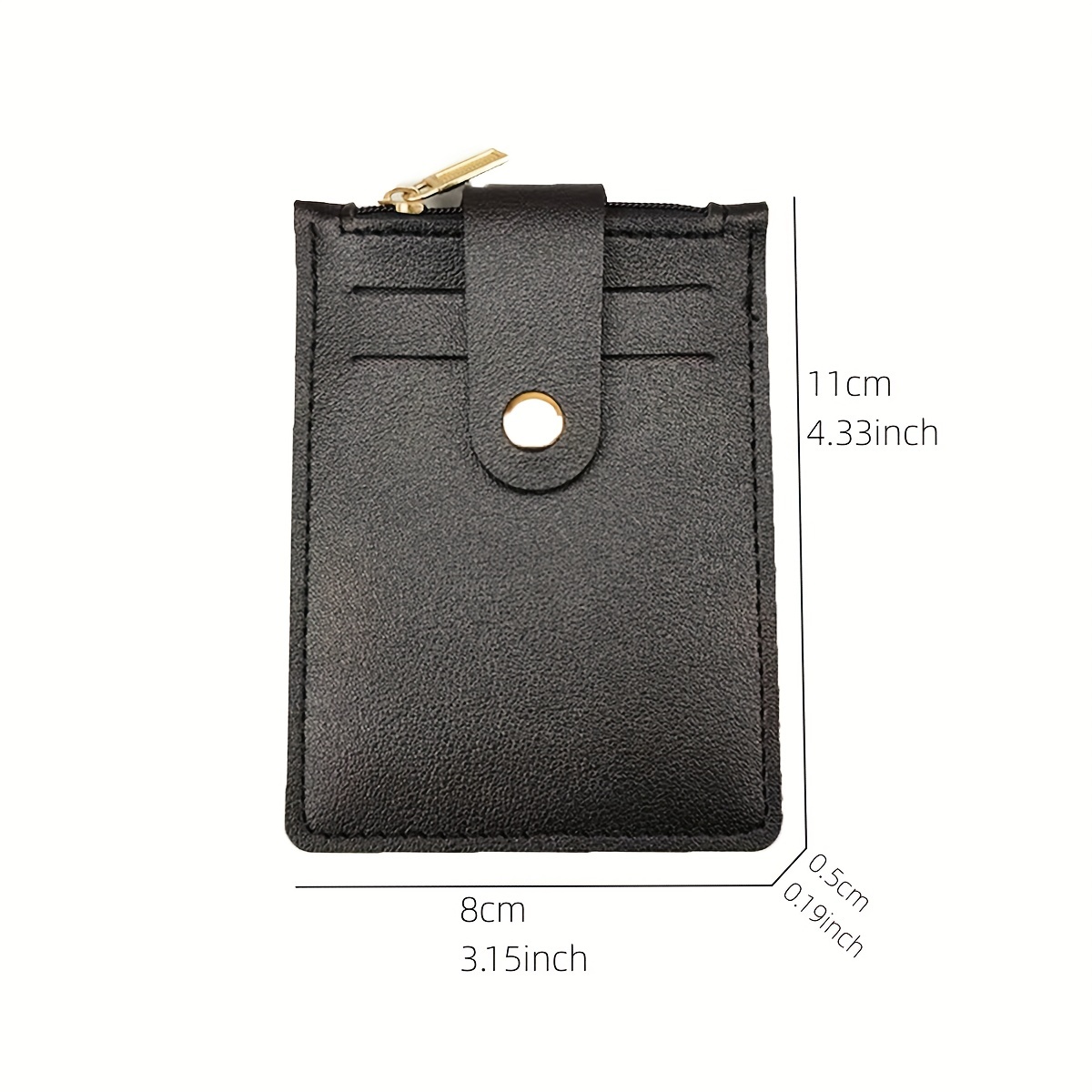 Men's Card Holder Zipper Coin Purse Snap Button Card Bag