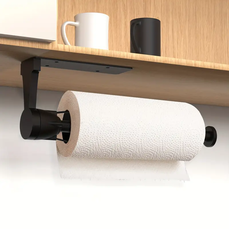 Kitchen Paper Towel Holder Under Cabinet With Damping Effect Adhesive Or  Drilling - Temu