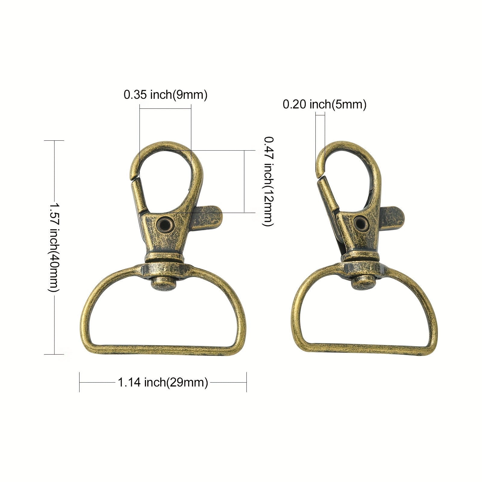 10 pcs Bronze Swivel Snap Hooks Lobster Clasp Fashion Clips with