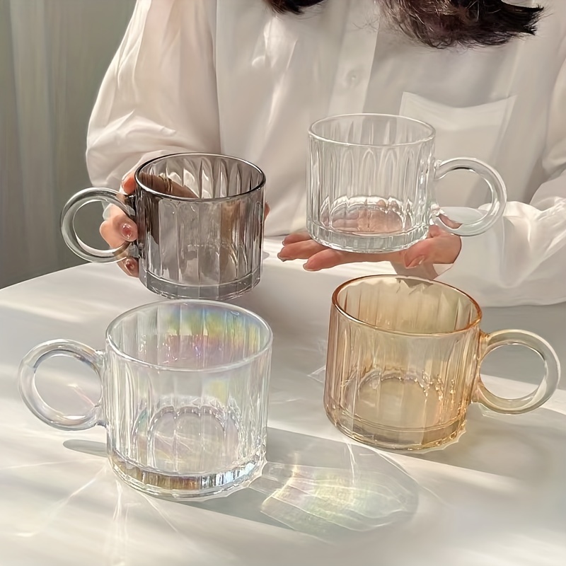 Transparent Glass Coffee Cup and Saucer Set Teacup Water Cup Milk Tea Cups  Drink Cups Juice