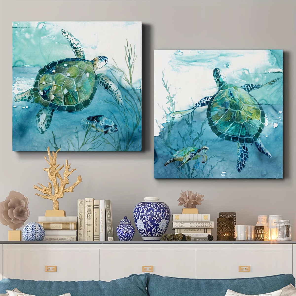 Bathroom Home Decor Turtle Canvas Wall Art