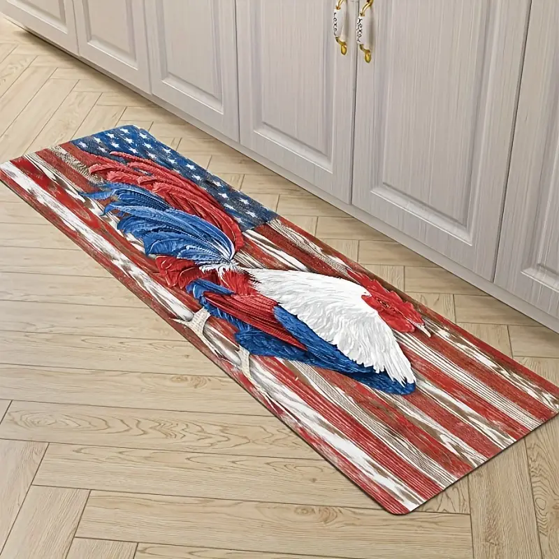American Flag Area Rug, Vintage 4th Of July Big Rooster Patriotic Area  Rugs, Non-slip Anti-fatigue Carpet, Machine Washable, Entrance Welcome Door  Mat, Living Room Bedroom Dormitory Carpet Room Decor, Independence Day  Decor 
