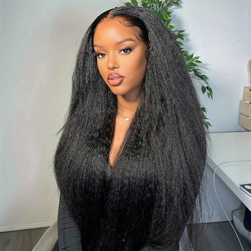 Transparent Yaki 4x4 Lace Frontal Wig Human Hair Wigs Women Temu